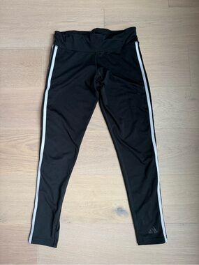 adidas Black Leggings with White Side Stripes - Kids